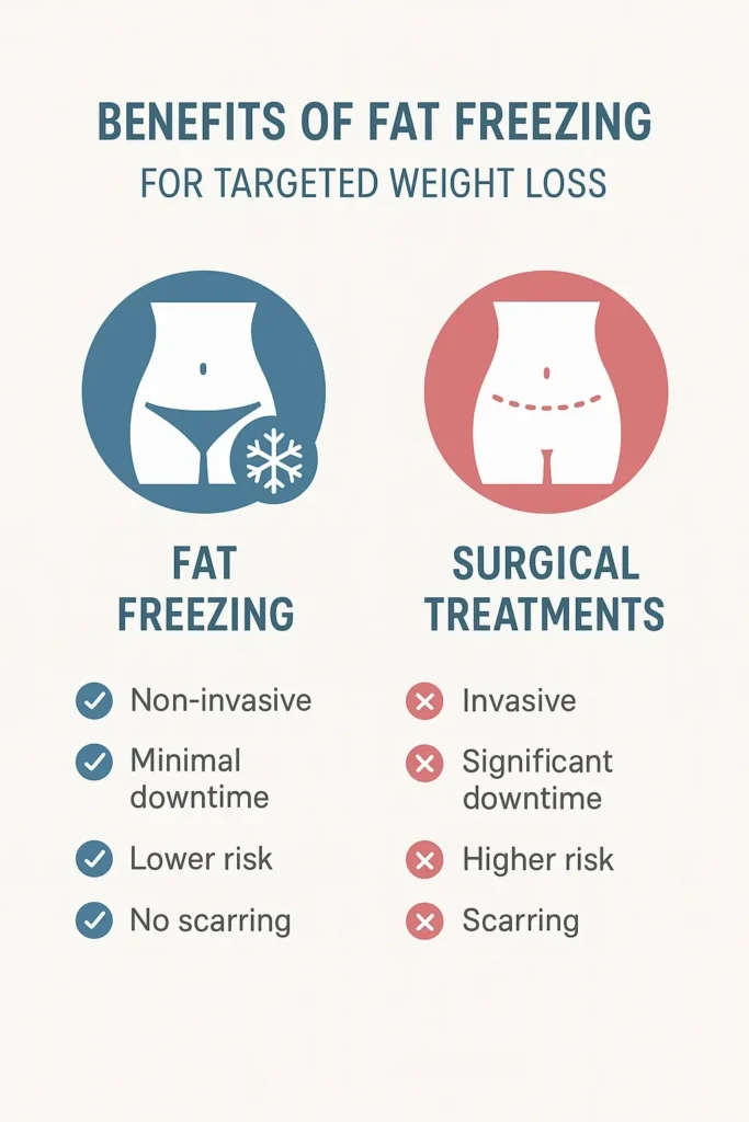 graphic showing the benefits of fat freezing West Brompton